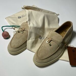 Loro Piana Summer Walk Charm Women’s Beige Loafers Size EU 38 Tan Suede